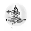 Krishna playing the flute surrounded by Om symbols tattoo design idea