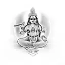 Krishna playing the flute surrounded by Om symbols tattoo design idea