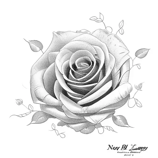 A beautiful bouquet of roses with the name 'Nancy Lee Riley' hidden among the petals with the date 02-26-1941 tattoo design idea