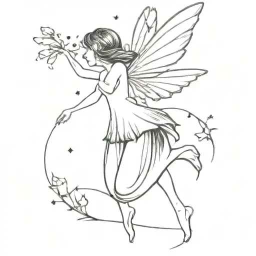 fairy flying no face simple tattoo design idea