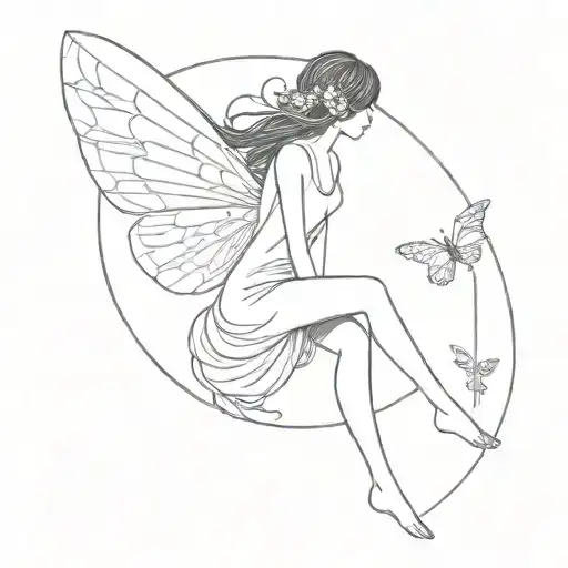 fairy flying no face simple design tattoo design idea