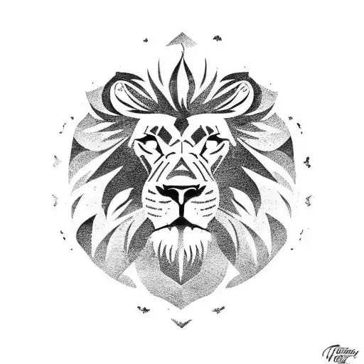 stoic quote with lion head tattoo design idea