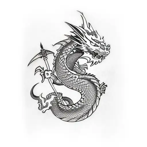Dragon warrior tattoo design idea