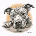 pit-bull on the beach with his human in the sunset  tattoo design idea