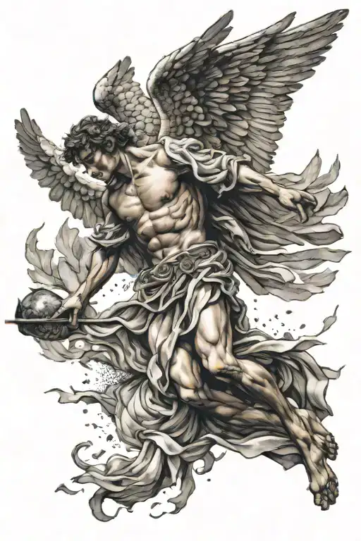 angel falling Icarus tattoo design idea