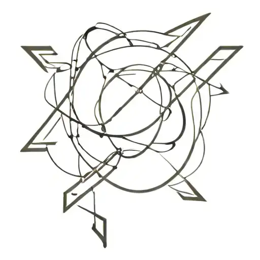 flow tortuous arrow chaos symbol intertwined tattoo design idea