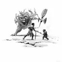 David versus Goliath  tattoo design idea