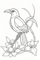 quetzal bird with white nun orchid  tattoo design idea