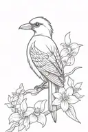 quetzal bird with white nun orchid  tattoo design idea