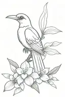 quetzal bird with white nun orchid  tattoo design idea
