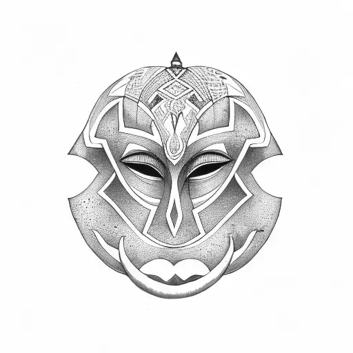 african mask with two overlaped faces tattoo design idea