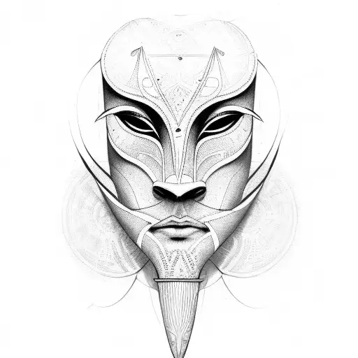 african mask with two faces tattoo design idea