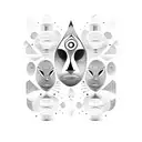 african mask with two faces tattoo design idea