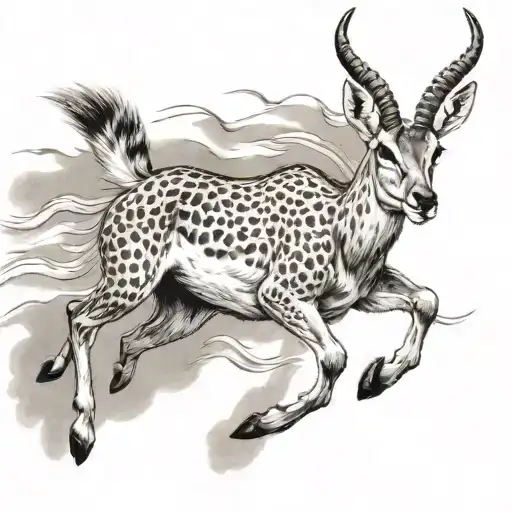 gazelle running at high speed tattoo design idea