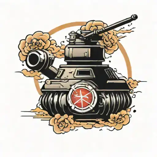 Japanese love symbol inside a mark iv tank tattoo design idea