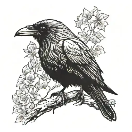 Raven looking inquisitive tattoo design idea