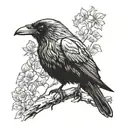 Raven looking inquisitive tattoo design idea