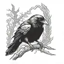 Raven looking inquisitive tattoo design idea