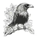 Raven looking inquisitive tattoo design idea