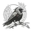Raven looking inquisitive tattoo design idea