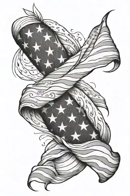 black and white American flag arm sleeve tattoo design idea