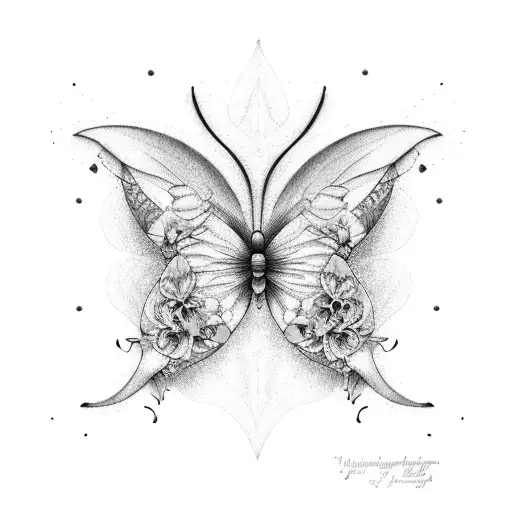 yellow butterflies in purple flowers and a hummingbird  tattoo design idea