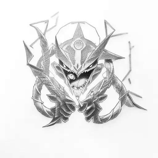 Rayquaza and Gengar vs Luffy tattoo design idea