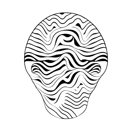 An abstract representation of sound waves merging with the silhouette of a speed bike tattoo design idea