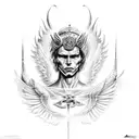 Archangel Michael killing the Devil tattoo design idea