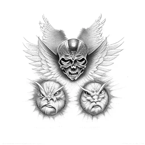 Angel and devil duality tattoo design idea