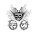 Angel and devil duality tattoo design idea