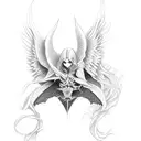 Angel and devil duality tattoo design idea
