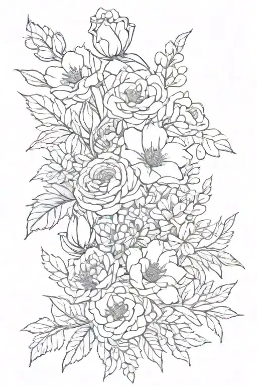 birth flower bouquet August, January, August, August, July tattoo design idea