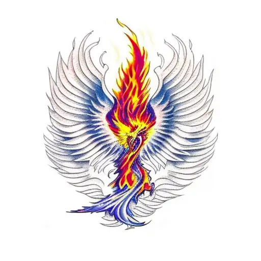 Burning Phoenix Serenity prayer tattoo design idea
