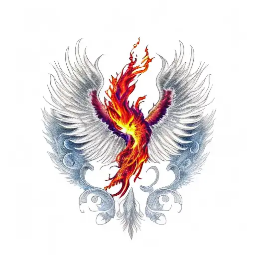 Burning Phoenix Serenity prayer tattoo design idea