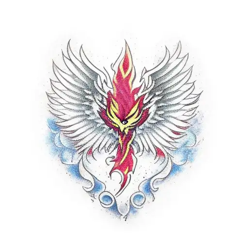 Burning Phoenix Serenity prayer tattoo design idea