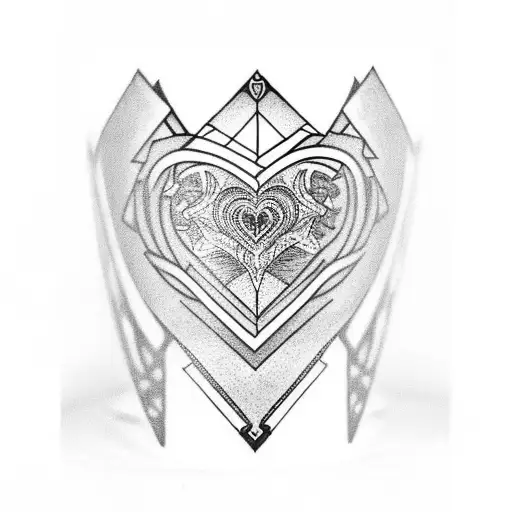 heart tribal cuff y2k cyber sigilism tattoo design idea