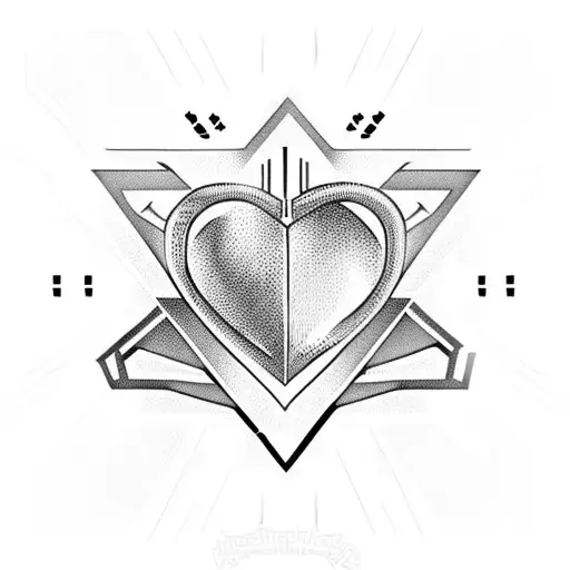 heart tribal y2k cyber sigilism  tattoo design idea