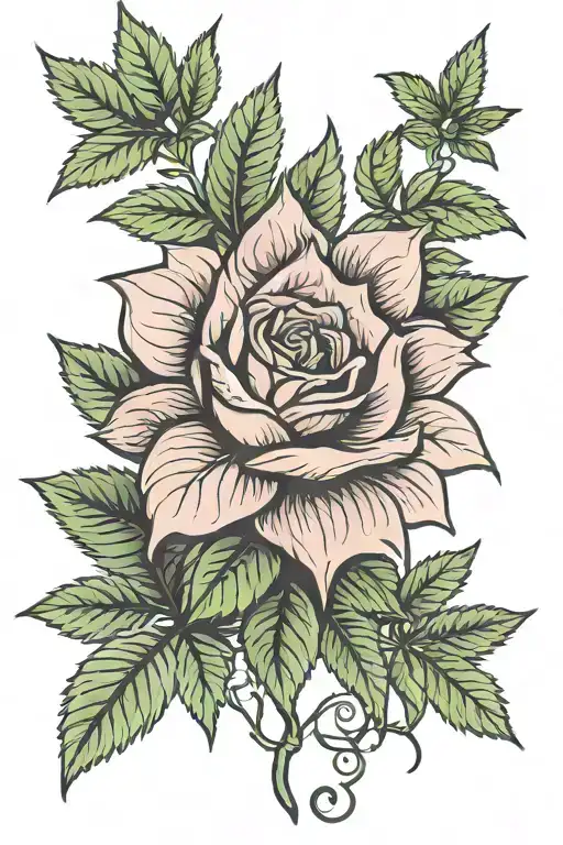 the name Indica cannabis with rose tattoo tattoo design idea