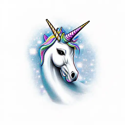 Unicorn with cigarette tattoo design idea