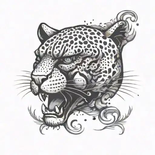 A stylized panther head with smoke swirling around it, symbolizing a wild and free spirit tattoo design idea