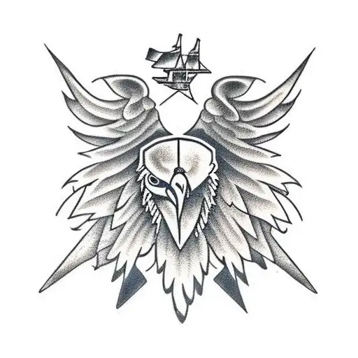 eagle with a castle tattoo design idea