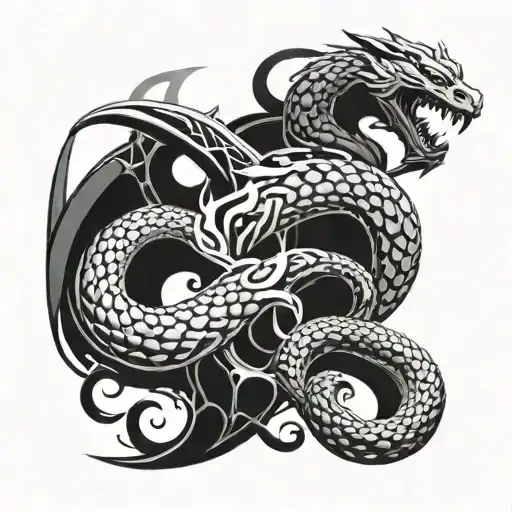 Battle of Thor and Jormungandr tattoo design idea