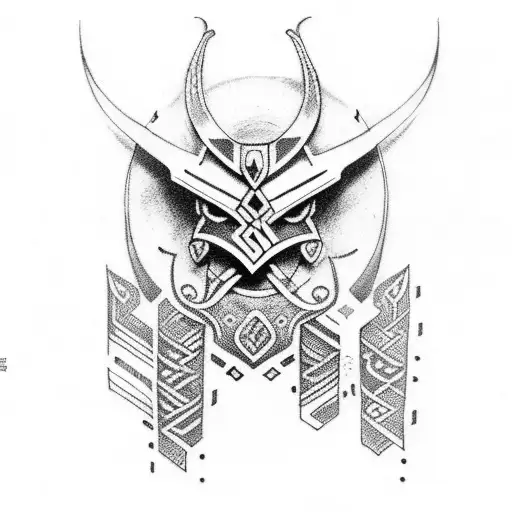 Viking tribal on left leg tattoo design idea