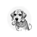 a beagle wearing the mermaid charm hanging at the neck tattoo design idea