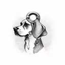 a beagle wearing the mermaid charm hanging at the neck tattoo design idea