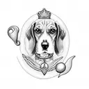 a beagle wearing the mermaid charm at the neck tattoo design idea