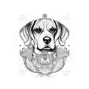 a beagle wearing the mermaid charm at the neck tattoo design idea