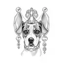 a beagle wearing the mermaid charm at the neck tattoo design idea