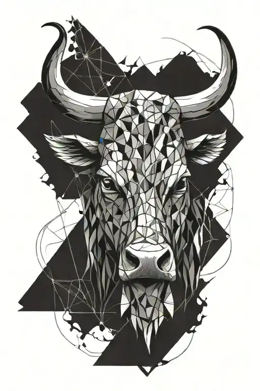 bull coming out of fire water earth tattoo design idea